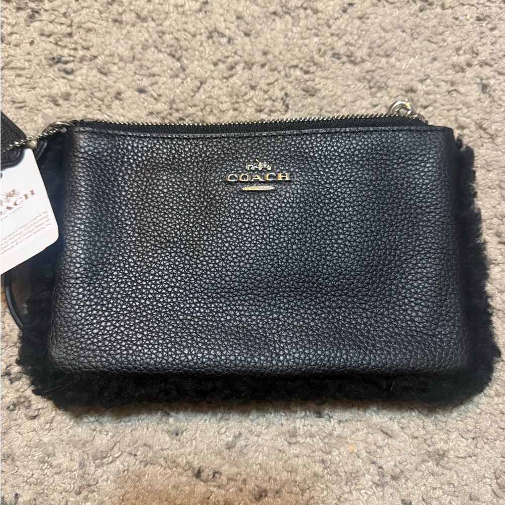 Coach Black Textured Leather Clutch